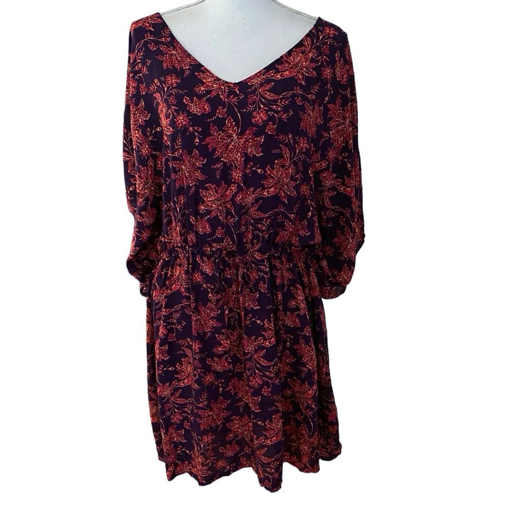 Lands End Size XL XXL Floral Print Swim Coverup Cover Up Purple